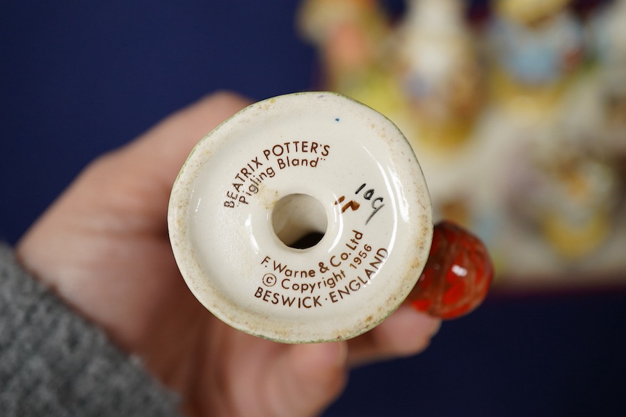 Twelve Beatrix Potter characters, stamp to base F Warne and Co Ltd. Beswick England